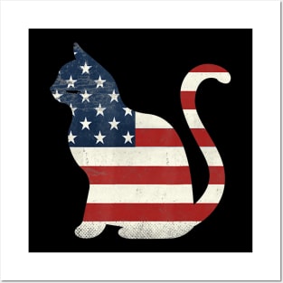 Proud Cat 4th of July American Flag Collections Posters and Art